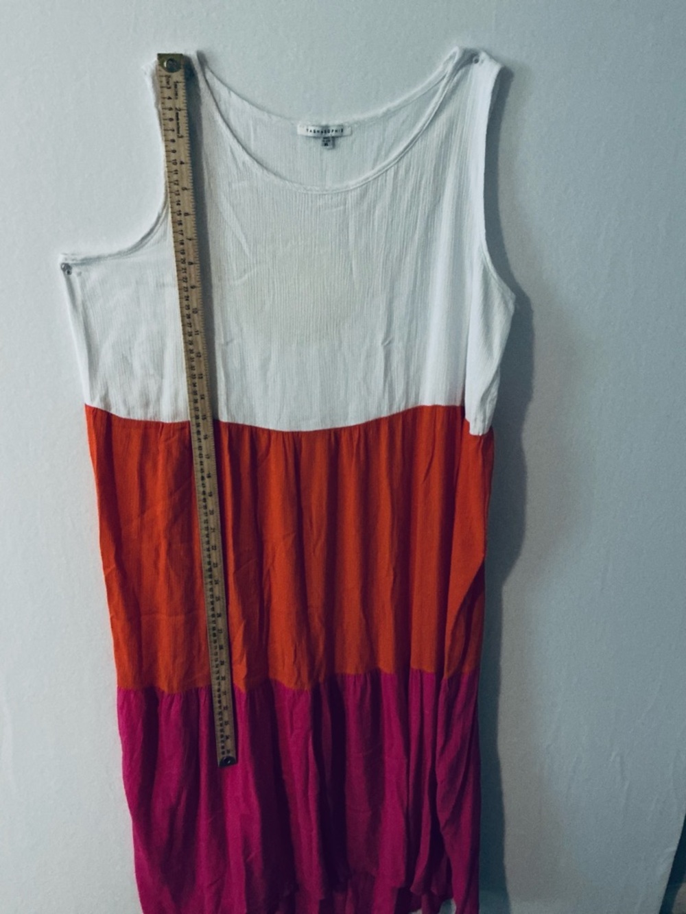 Tash + Sophie Colorblock Tiered Midi Dress - Pink, Orange & White - Size XL - Picture 4 of 5